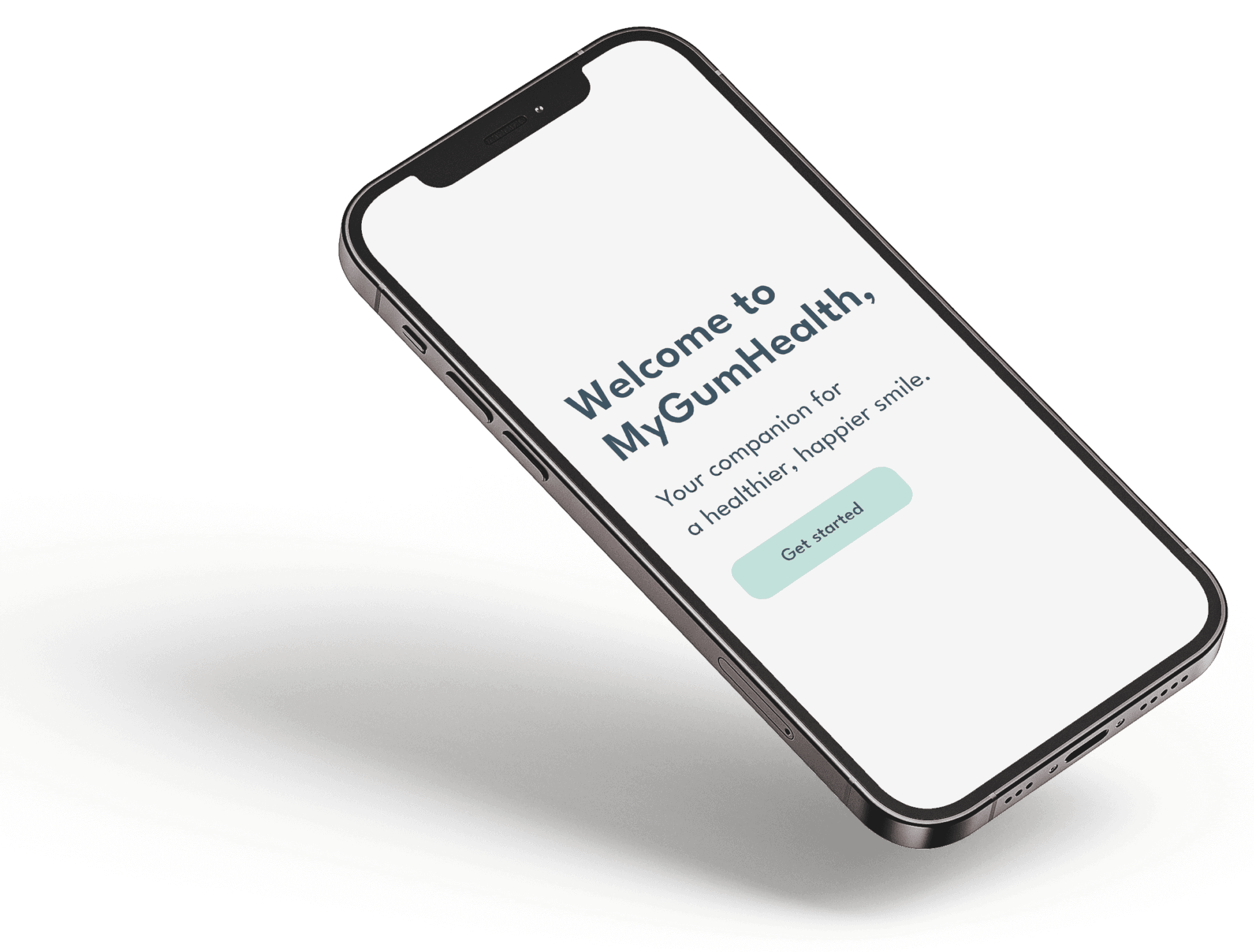 MyGumHealth app welcome screen on a phone
